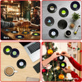 Sufcnire Retro Record Coasters with Vinyl Player Holder Set of 6 M2 Series