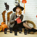 GlikCeil Halloween Wood Coffin Candle Holders 5 Pcs Black Gothic Decor