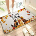 TopXmai Chinoiserie Pumpkin Door Mat 17x30 Blue White Orange Indoor Outdoor