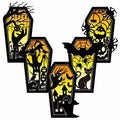 GlikCeil Halloween Wood Coffin Candle Holders 5 Pcs Black Gothic Decor