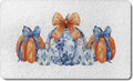 TopXmai Chinoiserie Pumpkin Door Mat 17x30 Blue White Orange Indoor Outdoor