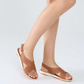 UBFEN Womens Flat Sandals Arch Support Adjustable Slingback Brown Size EUR 37