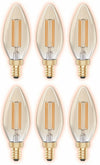 GoodBulb 5W E12 Clear Golden LED Chandelier Bulbs 2200K 300LM 6 Pack