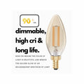 GoodBulb 5W E12 Clear Golden LED Chandelier Bulbs 2200K 300LM 6 Pack