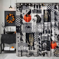 EVENHUG Halloween Waterproof Shower Curtain Set Grey 72x72 inch with Hooks