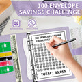 Mashaop 100 Envelope Challenge Binder White PU A4/Letter 13 Pages