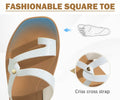 ONCAI Women's Slide Sandals Cross Strappy Open Toe White Khaki Size 11