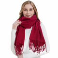 Landisun Winter Pashmina Shawl Scarf for Women Cashmere Green Solid