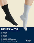 Pembrook Diabetic Compression Crew Socks Women 2 Pairs Black/White Size L