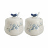 YMYL Ceramic Sugar Bowl Set 2 Blue Floral 13.5oz with Lid & Spoon Retro