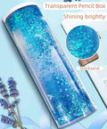 NBX NewmeBox Quicksand Pencil Case with Calculator & Mirror Purple Sakura Night