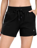 Haimont Women's Cotton Sweat Shorts with Pockets High Waist Black Size XS