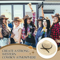 Cutecrop 12 Pcs Mini Cowboy Straw Doll Hats 4.72" Western Party Milk White Black
