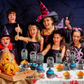 LeeSky 32Pcs Halloween Gravestone Cupcake Toppers Orange Black Purple Paper