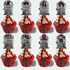 LeeSky 32Pcs Halloween Gravestone Cupcake Toppers Orange Black Purple Paper
