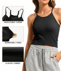 OVESPORT 2Pack Workout Tank Tops Women Built-in Bras Seamless Black+White  XL