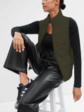 Mlgaril Women Winter Crop Army Green Puffer Vest Lightweight Warm Size S