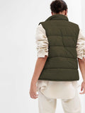 Mlgaril Women Winter Crop Army Green Puffer Vest Lightweight Warm Size S