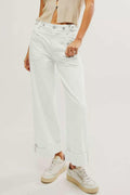 Allimy Womens High Waisted Wide Leg Cargo Jeans White Size 16