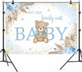 ASDCXZ Baby Shower Backdrop Brown Bear Boho Floral 10x8ft Blue Gold Dots