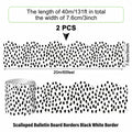 PerKoop Bulletin Board Borders 2 Rolls 131ft Dots White Background