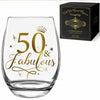 Vagafilla Stemless Wine Glass 15oz Glitter Gold Birthday Gift Transparent