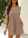 Nfsion Womens Summer Casual Short Sleeve Romper Jumpsuit Khaki Size S