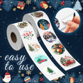 wuhuzsm 1000Pcs Christmas Stickers 2 Rolls Rustic Tree Wreath Elk Green