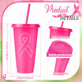 Bokon 24oz Breast Cancer Awareness Pink Tumblers with Straws 12 Pack
