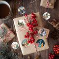 wuhuzsm 1000Pcs Christmas Stickers 2 Rolls Rustic Tree Wreath Elk Green