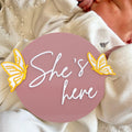 WAWUO She's Here Milestone Board Butterfly Gender Reveal Party Decor Acrylic