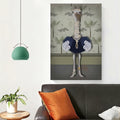 TRMSEJK Ostrich Pearl Animal Poster Wall Art Canvas 16x24in Green Unframed