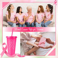 Bokon 24oz Breast Cancer Awareness Pink Tumblers with Straws 12 Pack