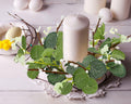 CARMELIT Easter Candle Ring Wreaths 15x15cm Artificial Eucalyptus Green 2 Pcs