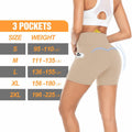 FULLSOFT Women's Biker Shorts with Pockets High Waist Tummy Control Khaki Size S