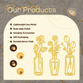 MorningRo 3 Pieces Metal Flowers Wall Decor Vase Rustic Farmhouse Gold