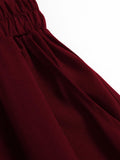 TuoGo Women's Elastic Waist A-Line Midi Skirt Wine Red Size S