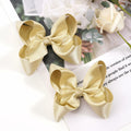 CÉLLOT 4.5" Shining Gold Hair Bows Alligator Clips 2 Pack