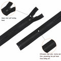 YAKA 4PCS #5 22in Separating Jacket Zippers Black Molded Plastic Size 22in