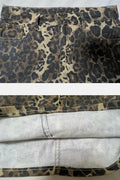 TYSSEDAL Women's Leopard Print Denim Mini Skirt High Waisted Small