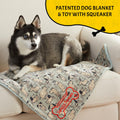 Squiggy Squeaks Dog & Cat Sleep Play Blanket Squeaky Toy 22x27in Blue/Green