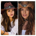 Whistlone Handmade Embroidery Hat Band Studded Sapphire Rivets Cowboy Fedora