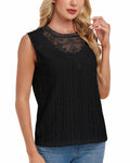 AGWISH Women’s Lace Tank Top Sleeveless Summer Casual Slim Fit Black S