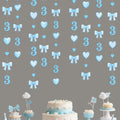 40Ft Blue 3rd Birthday Bow Garland Banner Heart Streamer Party Decor