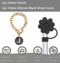 Wabogove Stanley 1pc Silicone Straw Topper & Initial Charm Letter J 30&40oz