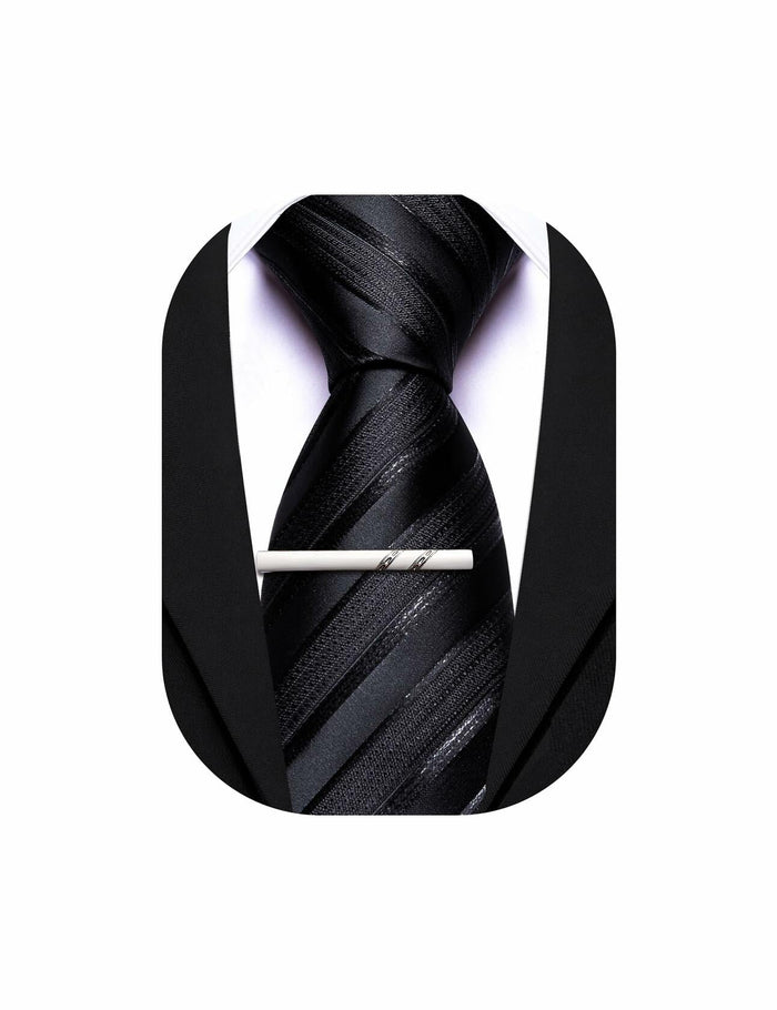 Barry.Wang Silk Men Striped Necktie Tie Clip Blush Pink Size One Size
