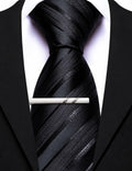 Barry.Wang Silk Men Striped Necktie Tie Clip Blush Pink Size One Size