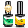 ZODIAL Gel Base & Top Coat Set 0.51oz No Wipe High Glossy Finish 2Pcs