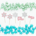 Gyufise 24Pcs Double Layer Pink Glitter Snowflake Cupcake Toppers Paper