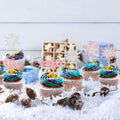 Gyufise 24Pcs Double Layer Pink Glitter Snowflake Cupcake Toppers Paper